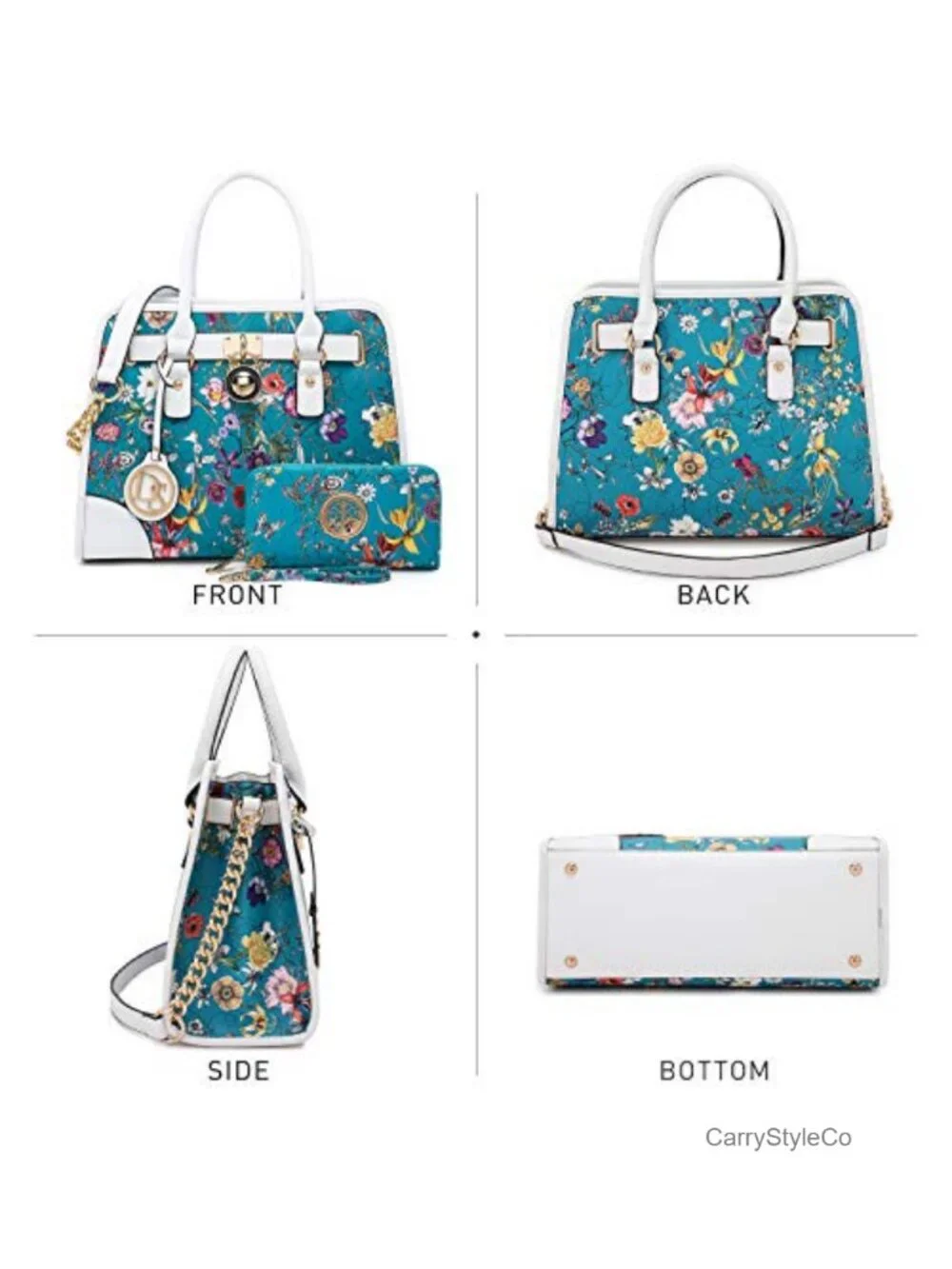 Vegan Leather Satchel Handbag Set with Wallet, Top Handle Shoulder Bag Work